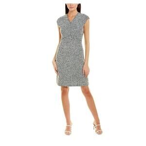 St. John Tweed Eyelash Space Dye Sheath Dress Black Green White 6
